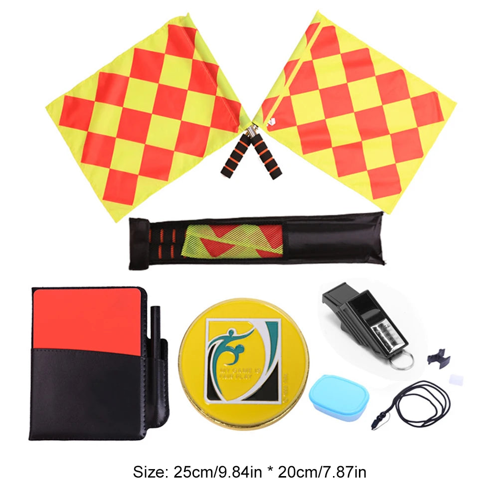 Schiedsrichter-Set Fußball – Flaggen, Karten, Pfeife, Notizbuch & Stift
